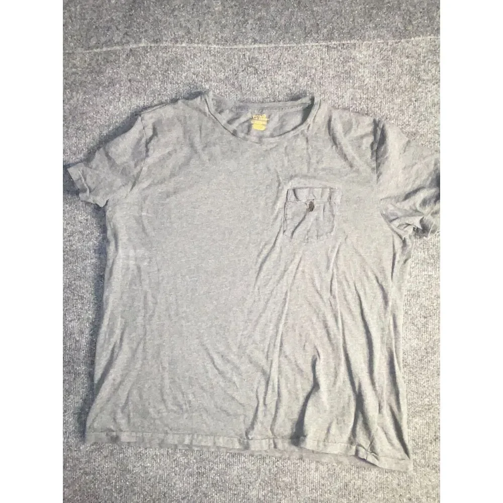 Polo Ralph Lauren Tee Shirt Mens Large Gray Loose Fit Midweight Pocket Pony Logo